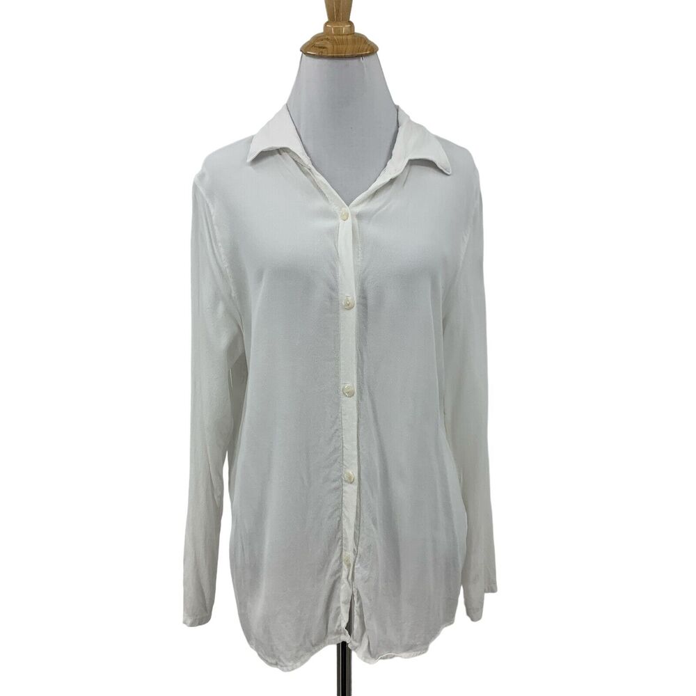 Flowers Of Romance Blouse Womens M Medium Button Up Open Back Lace Peekaboo